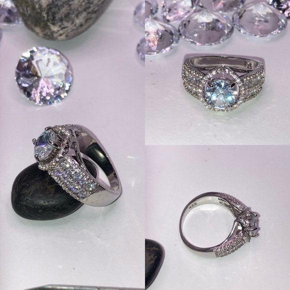 Radiant 2ct White Sapphire Micro Paved Halo Bling Ring - Picture 2 of 5